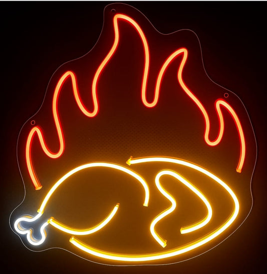 Pollo Asado Neón 33x33cm