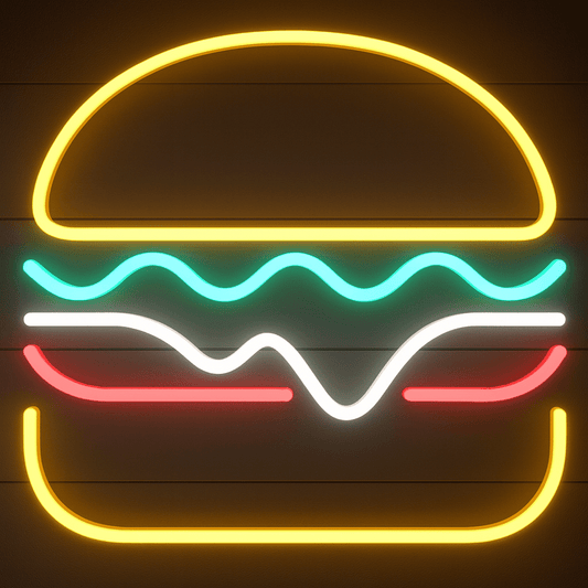 Hamburguesa Neón 33x33cm